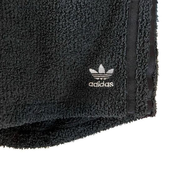 Adidas  Lounge Black Shorts Small Fuzzy Teddy Sherpa Fleece Athleisure - Picture 4 of 4